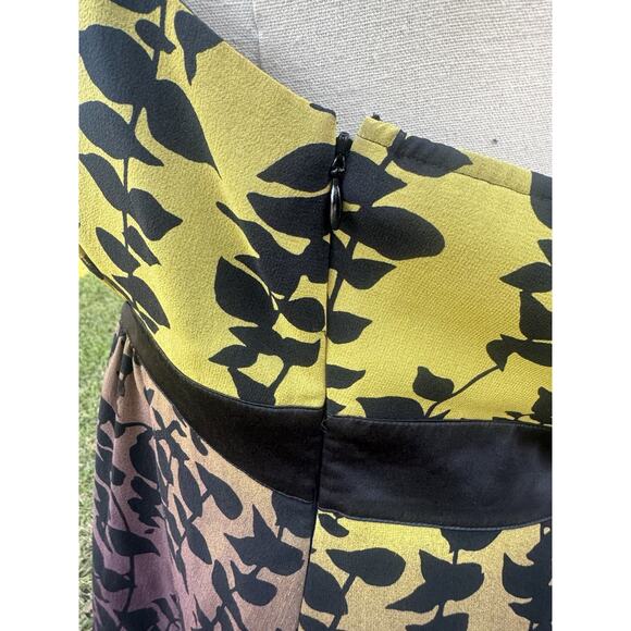 Express Y2K Silk Halter Top Lime Green Purple Ombré Tropical Leaf Blouse Sz 10 - Picture 12 of 16